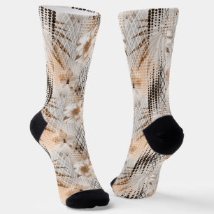 Das tropische Muster ist grau, beige. Socken