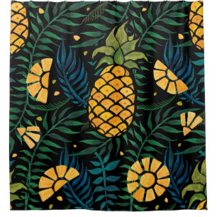 Das tropische Muster ist nahtlos, mit Ananas und P Duschvorhang