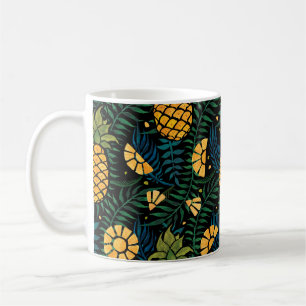 Das tropische Muster ist nahtlos, mit Ananas und P Kaffeetasse