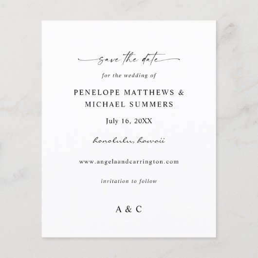 Das tropische Palmblättrige Foto Save the Date (Rückseite)