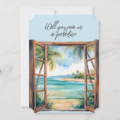 Das tropische Paradies mit offenem Fenster Einladung (Vorderseite)