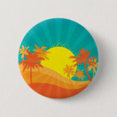 Das tropische Retro-Design des Sunset Beach Button (Vorderseite)