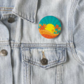 Das tropische Retro-Design des Sunset Beach Button (Beispiel)