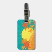 Das tropische Retro-Design des Sunset Beach Gepäckanhänger (Vorderseite vertikal)