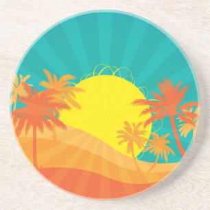 Das tropische Retro-Design des Sunset Beach Getränkeuntersetzer