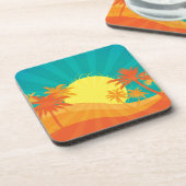 Das tropische Retro-Design des Sunset Beach Getränkeuntersetzer (Linke Seite)