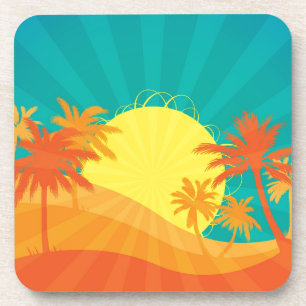 Das tropische Retro-Design des Sunset Beach Getränkeuntersetzer