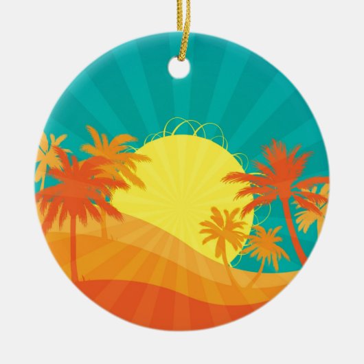 Das tropische Retro-Design des Sunset Beach Keramikornament (Vorne)