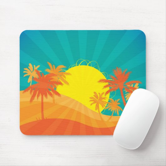 Das tropische Retro-Design des Sunset Beach Mousepad (Mit Mouse)