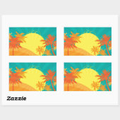 Das tropische Retro-Design des Sunset Beach Rechteckiger Aufkleber (Blatt)