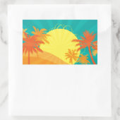Das tropische Retro-Design des Sunset Beach Rechteckiger Aufkleber (Tasche)