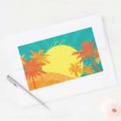 Das tropische Retro-Design des Sunset Beach Rechteckiger Aufkleber (Umschlag)