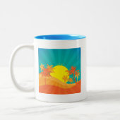 Das tropische Retro-Design des Sunset Beach Zweifarbige Tasse (Links)