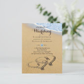 Das tropische Strandherz in Sand Wedding Invit (Stehend Vorderseite)