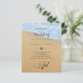 Das tropische Strandherz in Sand Wedding Invit (Stehend Vorderseite)