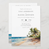 Das tropische Strandziel in einer Hochzeit Einladung (Vorne/Hinten)
