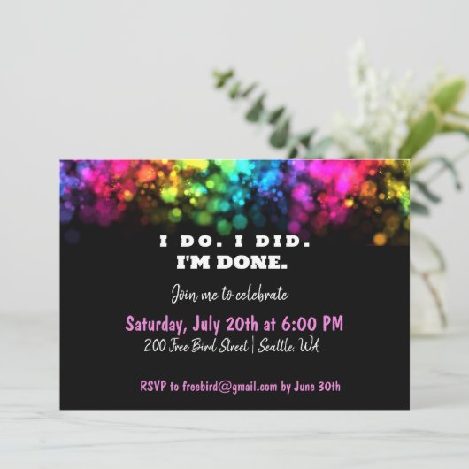 Das tue ich. Das habe ich getan. Ich bin fertig, l Einladung (Stehend Vorderseite)