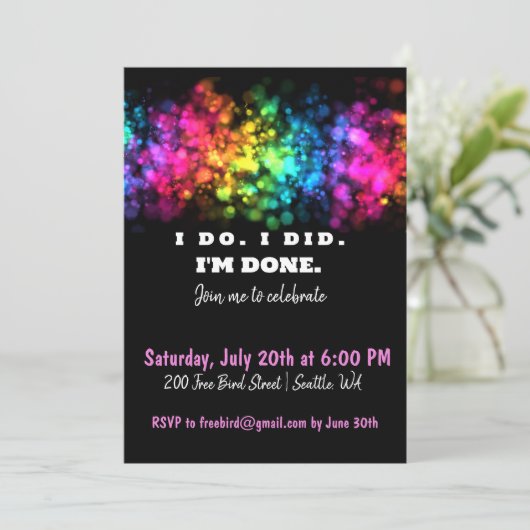 Das tue ich. Das habe ich getan. Ich bin fertig, l Einladung (Stehend Vorderseite)