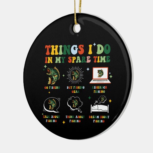 Das tue ich in meiner Freizeit Fischen Funny Retro Keramik Ornament (Links)