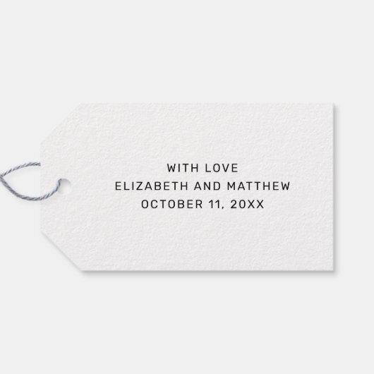 Das tun wir. Schwarz-Weiß-Drehbuch Hochzeit danke Geschenkanhänger (Rückseite Horizontal)