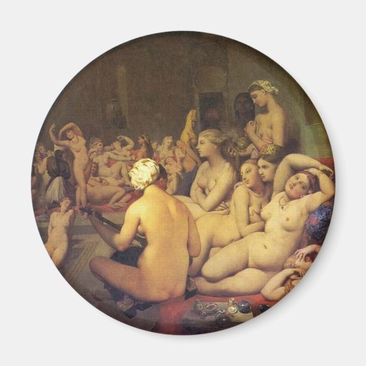 Das türkische Bad (Tondo) von Ingres Jean Auguste  Magnet (Vorne)