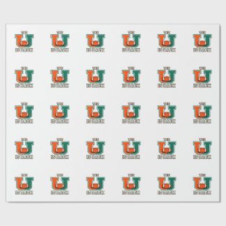 Das U ist zurück Orange und grüner College-Footbal Geschenkpapier