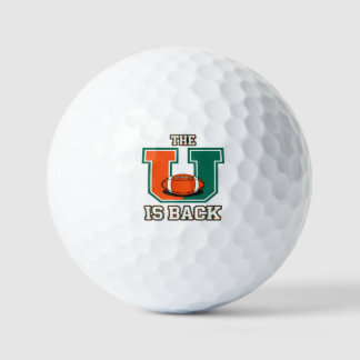 Das U ist zurück Orange und grüner College Footbal Golfball