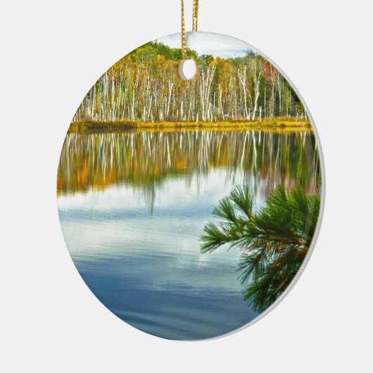 Das u. P.: Herbst-Birken-Baum-Reflexionen Keramikornament (Links)