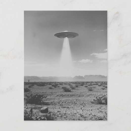 Das UFO in der Wüste Schwarz und Weiß Postkarte (Vorderseite)