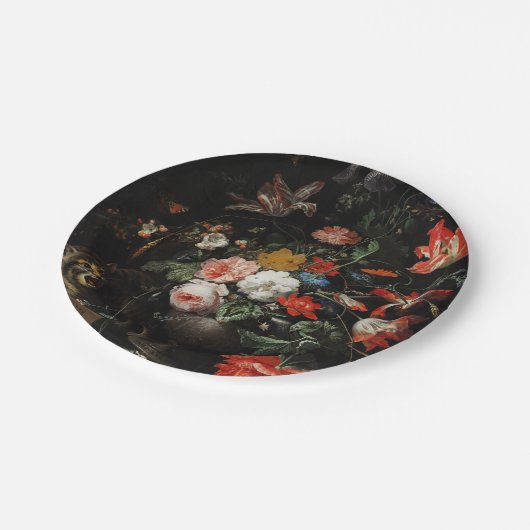 Das umgedrehte Bouquet von Abraham Mignon Pappteller (Schrägansicht)