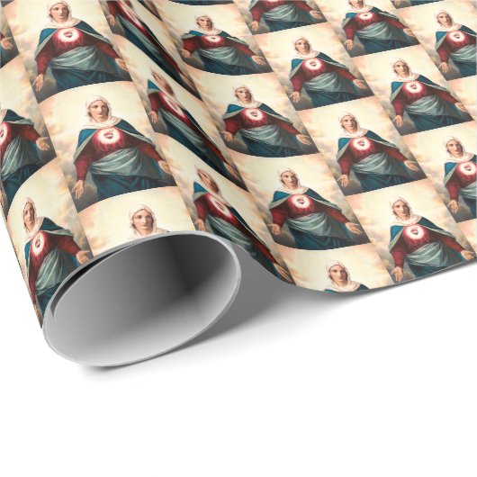 Das unbefleckte Herz Marias Geschenkpapier (Rolleneckpunkt)