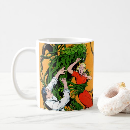 Das unbekannte Monster des grünen Sumpfes Vintage  Kaffeetasse (Mit Donut)