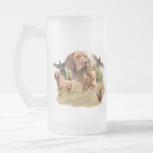 Das ungarische Drahthaar Vizsla Mattglas Bierglas (Links)