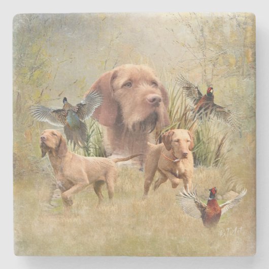 Das ungarische Drahthaar Vizsla Steinuntersetzer (Vorderseite)