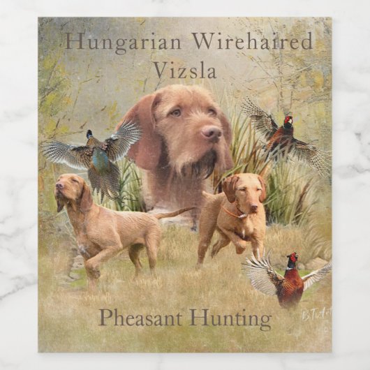 Das ungarische Drahthaar Vizsla Weinetikett (Einzelnes Label)