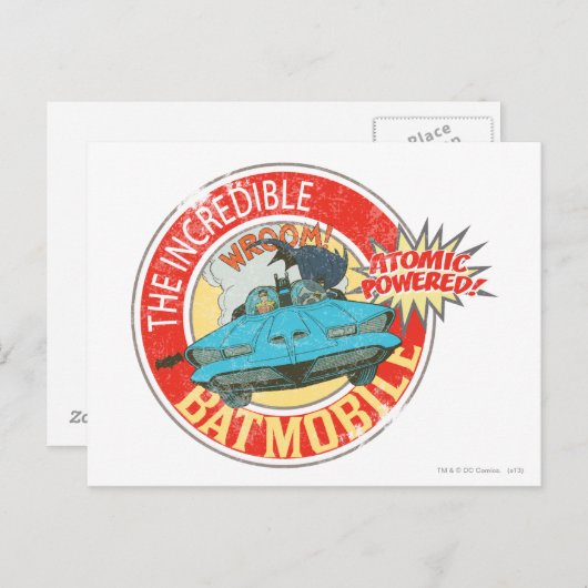 Das unglaubliche Batmobile-Symbol Postkarte (Vorne/Hinten)