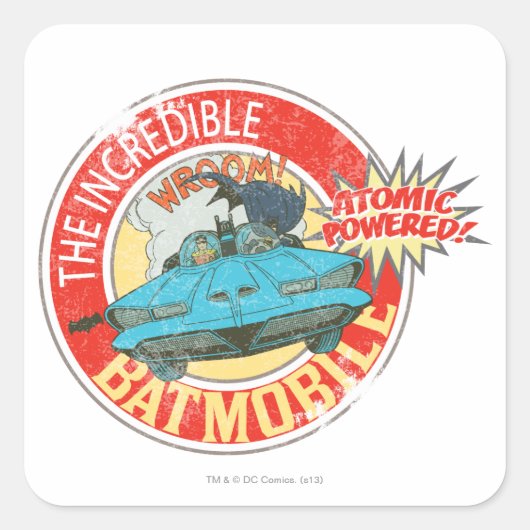 Das unglaubliche Batmobile-Symbol Quadratischer Aufkleber (Vorderseite)