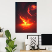 Das Universum brennt | AI Art Poster (Heimbüro)