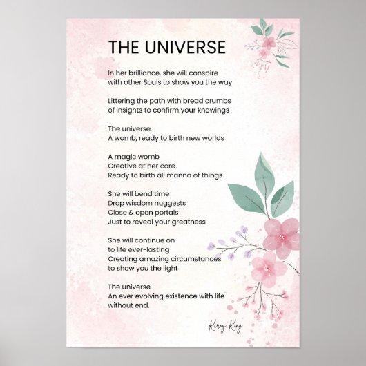 Das Universum - Ermächtigungsgedicht Poster (Vorne)