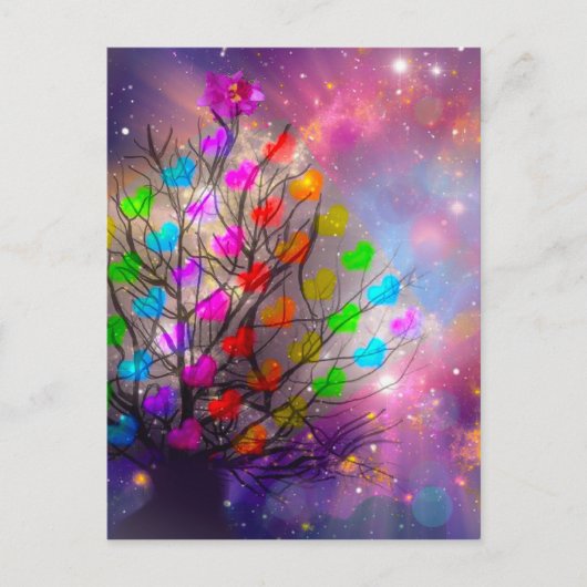 Das Universum ist reich an Liebe, Herz und Stars Postkarte (Vorderseite)