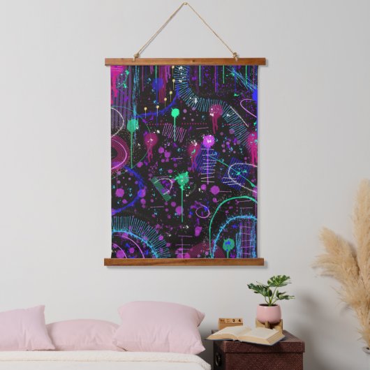 Das Universum ist weit Wandteppich Mit Holzrahmen (Schlafzimmer)