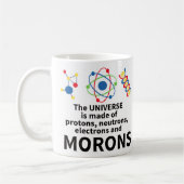 das Universum wird von den Protonneutronelektronen Kaffeetasse (Links)