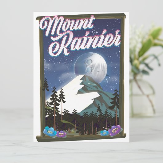 Das Urlaubsplakat des Berges Rainier. (Stehend Vorderseite)
