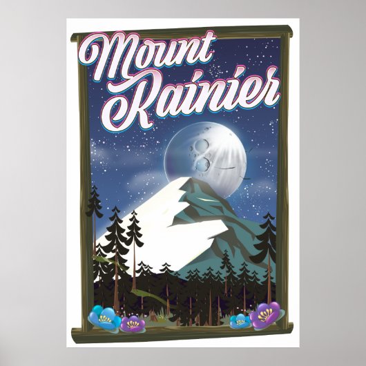 Das Urlaubsplakat des Berges Rainier. Poster (Vorne)