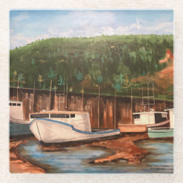 Das ursprüngliche handgemalte Werk des Fischerdorf Glasuntersetzer