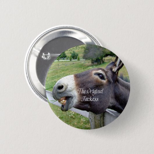 Das ursprünglicher Esel-lustige Esel-Maultier-Vieh Button (Vorne & Hinten)