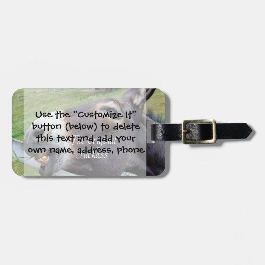 Das ursprünglicher Esel-lustige Esel-Maultier-Vieh Gepäckanhänger (Vorderseite horizontal)