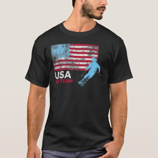 Das US-Skiteam American Flag Skifahren in den USA  T-Shirt (Vorderseite)