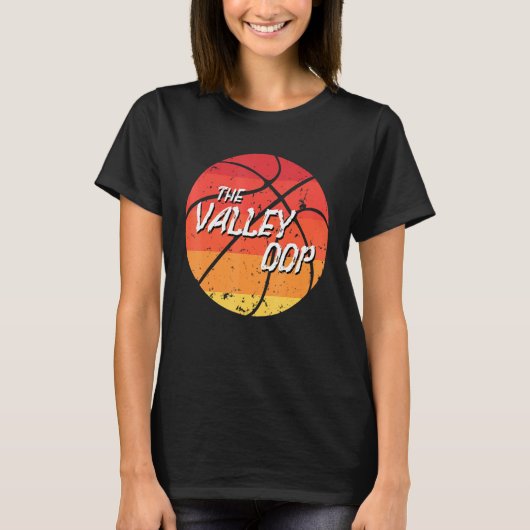 Das Valley Oop Basketball Retro Sunset T-Shirt (Vorderseite)