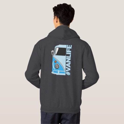 Das Van Life. Camping und Surfen. Unisex Hoodie (Schwarz voll)